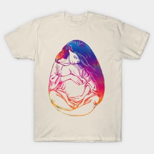 Pregnant Egg Woman drawing colorful T-Shirt